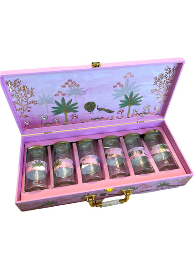 Jaipur Pink Box 5 Glass Jars