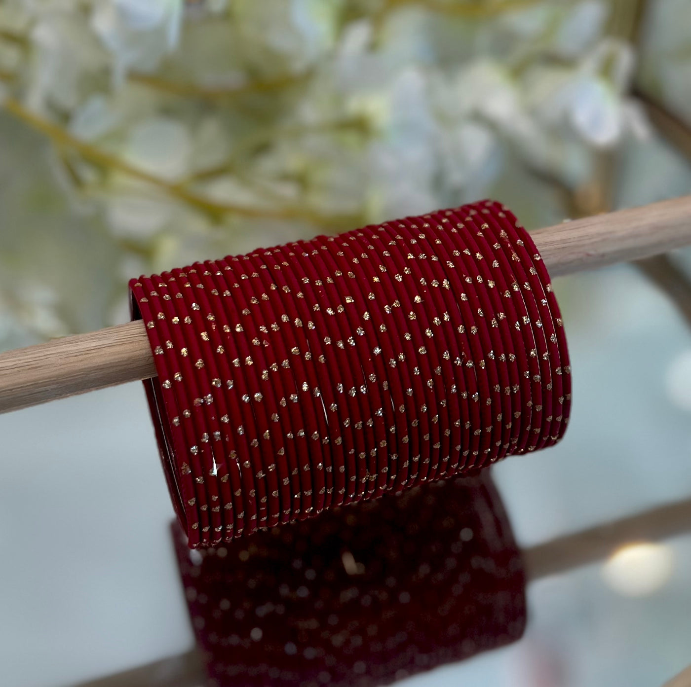 Dark Red Dotted Bangles - Indian Secrets