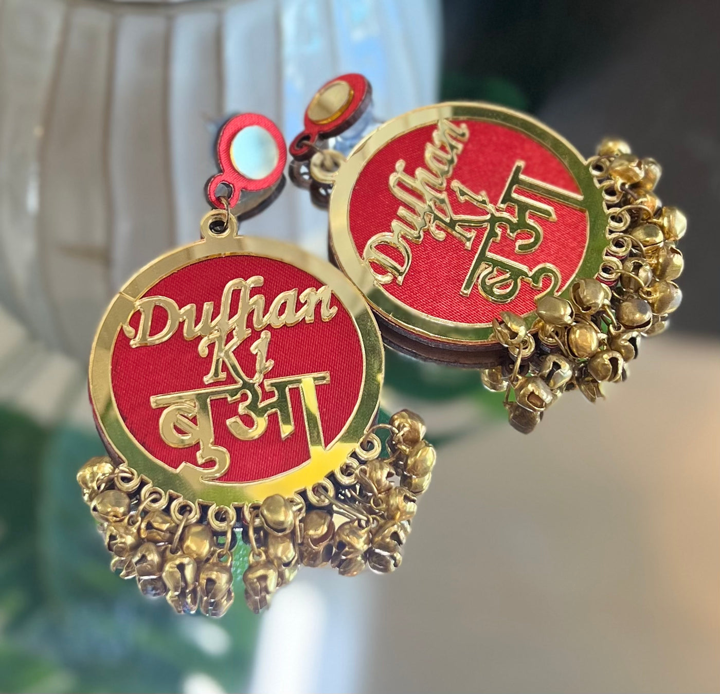 Dulhan Ki Bua Earrings Red - Indian Secrets