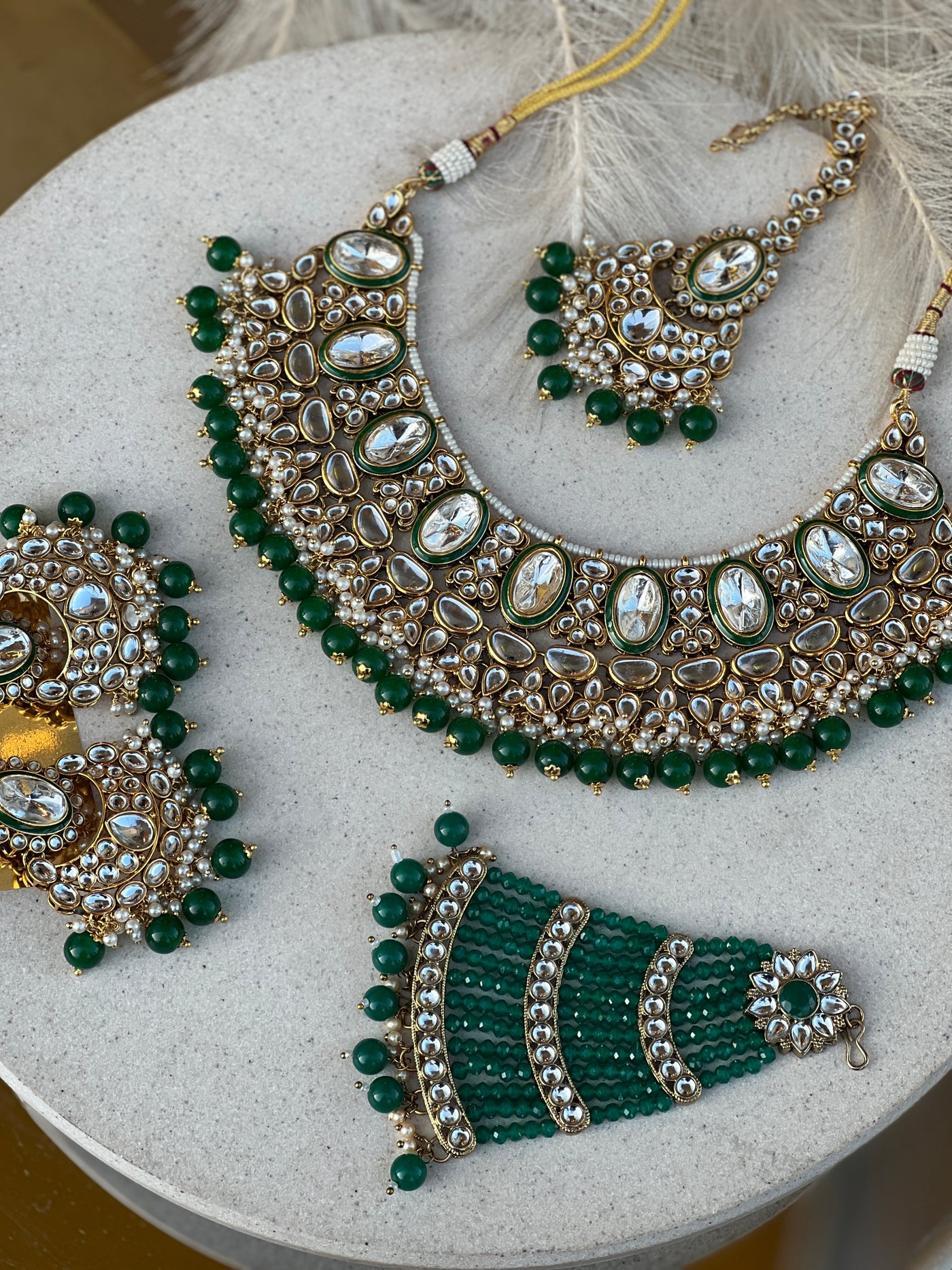 Ronika green semi bridal set