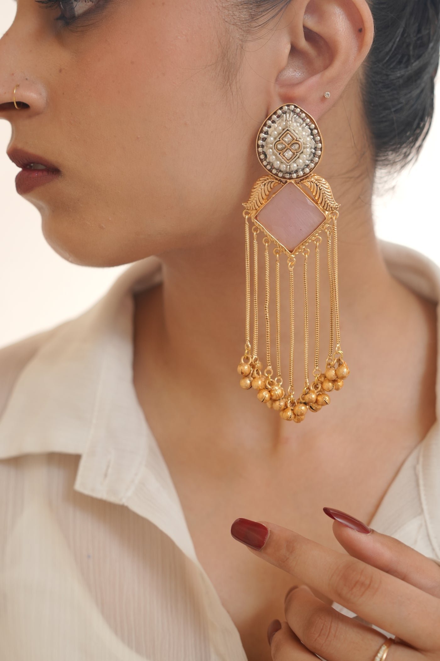 Gulbahaar Drape Chand Earrings