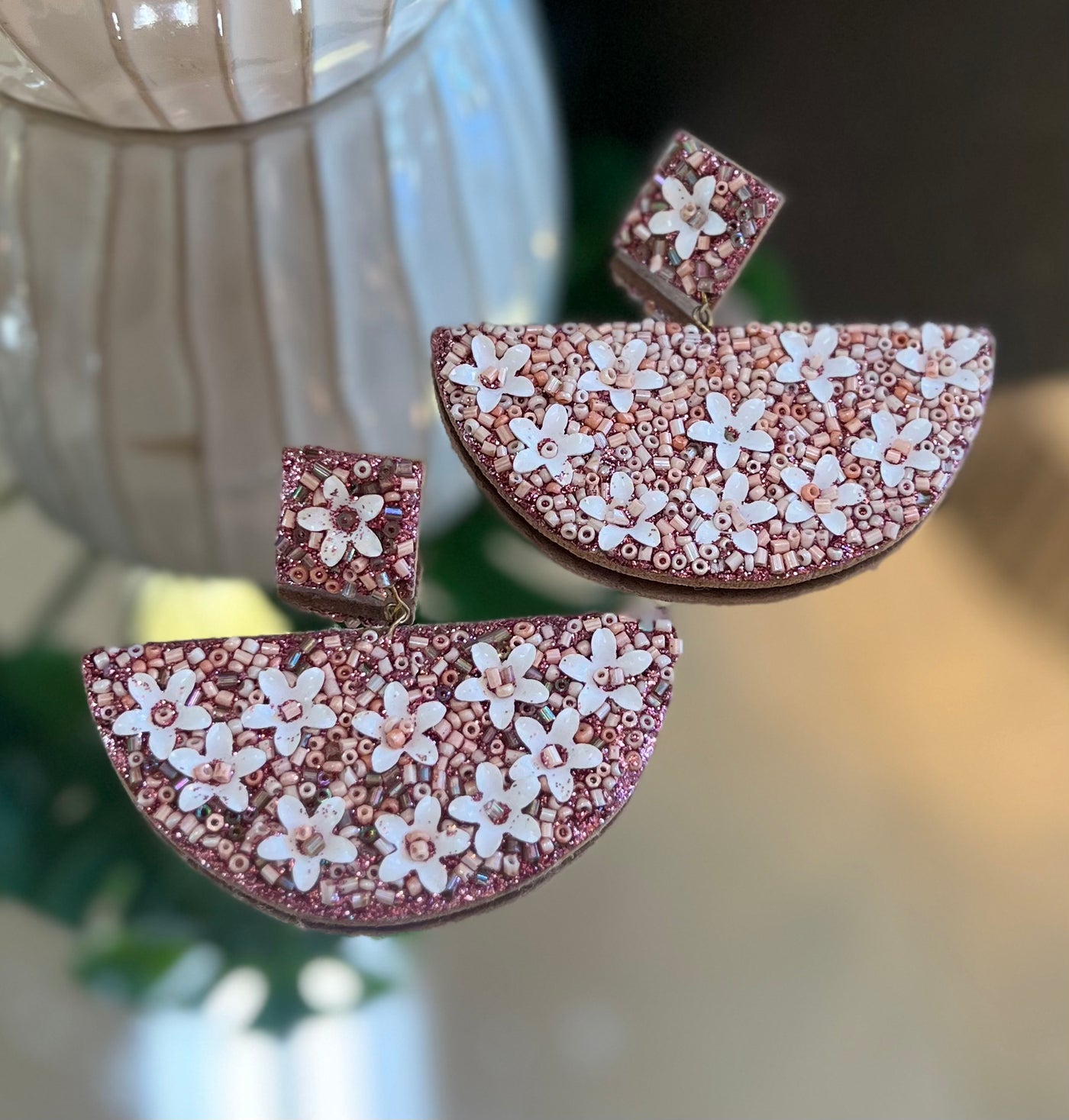 Pink Patchwork Earrings - Indian Secrets