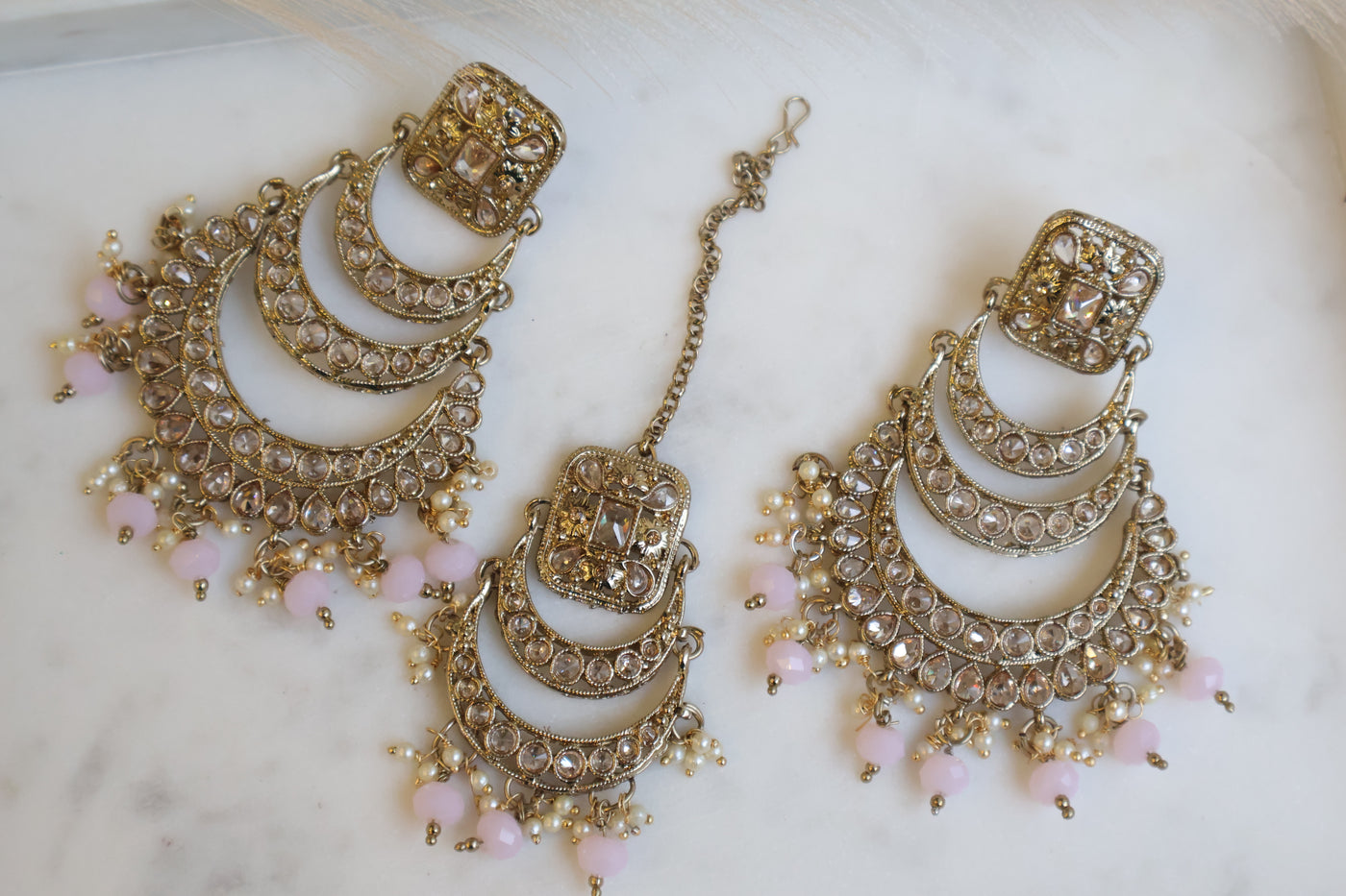 3 Layered Long Pink Earring - Indian Secrets