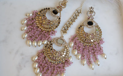 Pink Partywear Long Earring - Indian Secrets