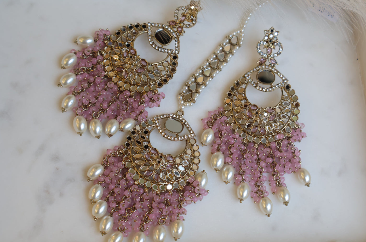 Pink Partywear Long Earring - Indian Secrets