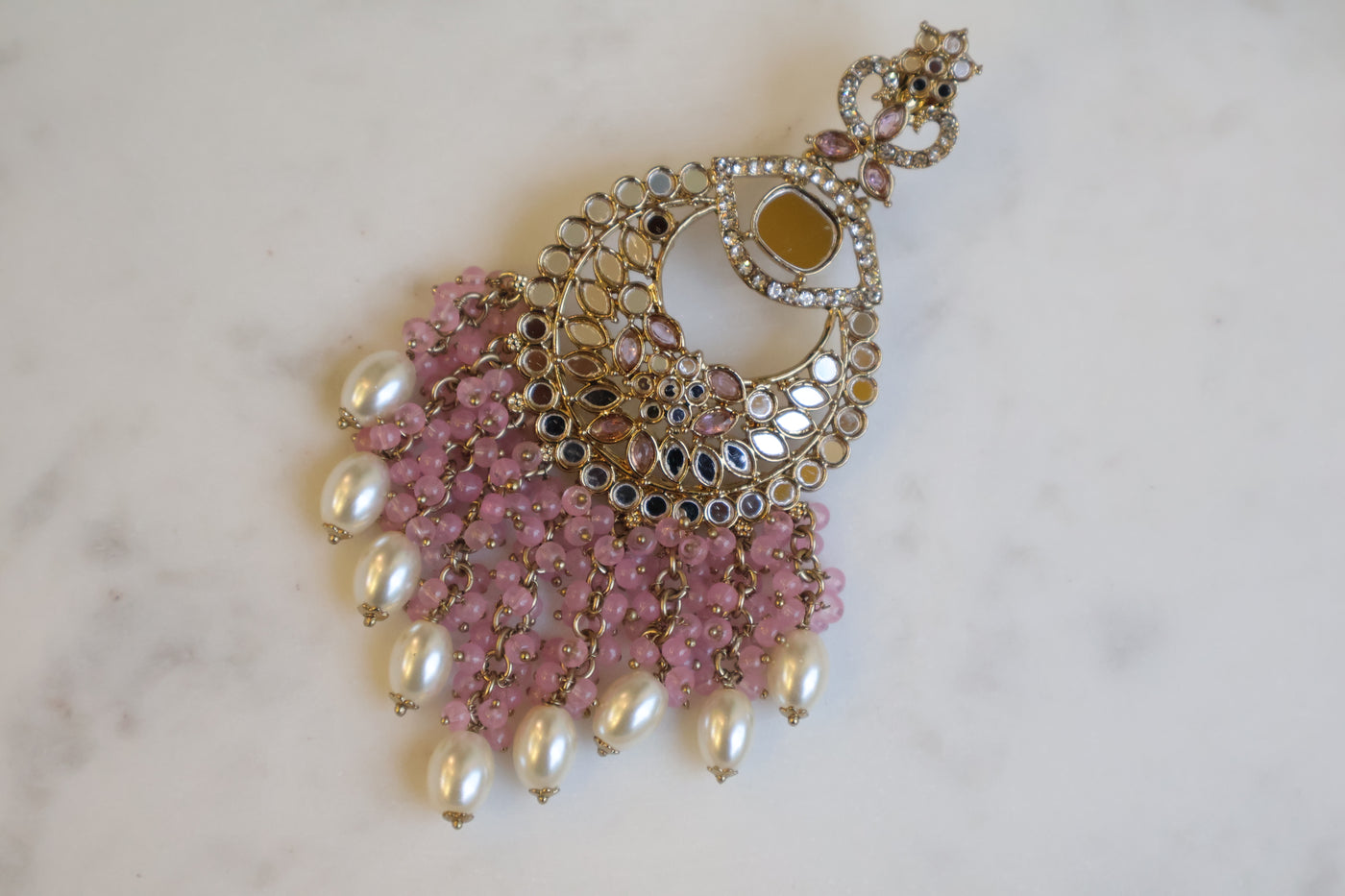 Pink Partywear Long Earring - Indian Secrets