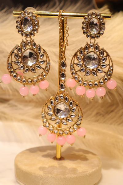 Kundan Chandbali Earring with Tikka - Indian Secrets