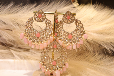 Sargun Pink Earring with Tikka - Indian Secrets