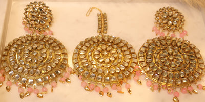 Traditional look Kundan Earrings with Tikka - Indian Secrets