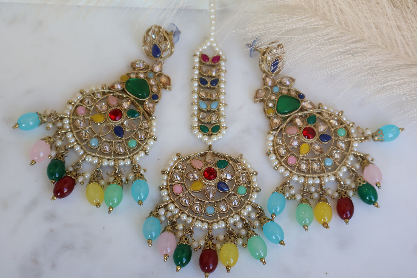 Royal Punjabi Style Earring with Tikka - Indian Secrets