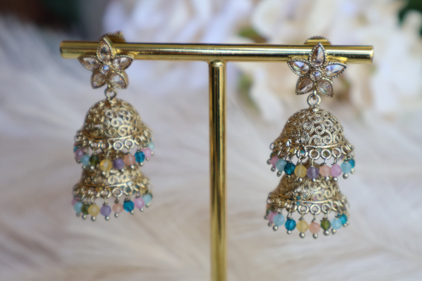 Double layered multicolor girlish Jhumki - Indian Secrets