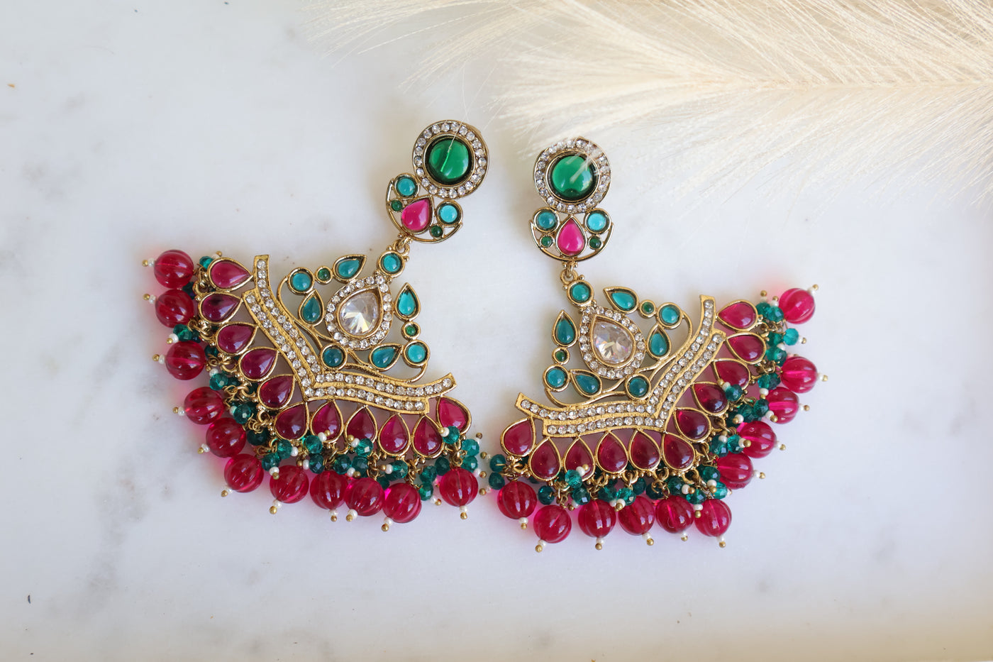 Emerald Rani Sara Chandbalis Earrings - Indian Secrets