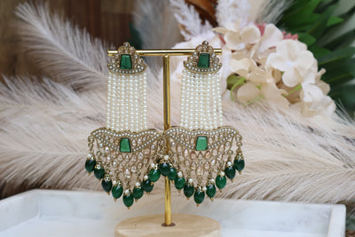 Green Bollywood Long earrings - Indian Secrets