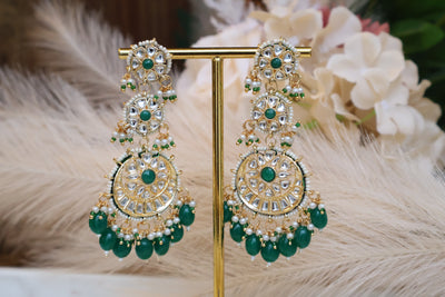 Kundan 3 Layered long partywear Earring - Indian Secrets