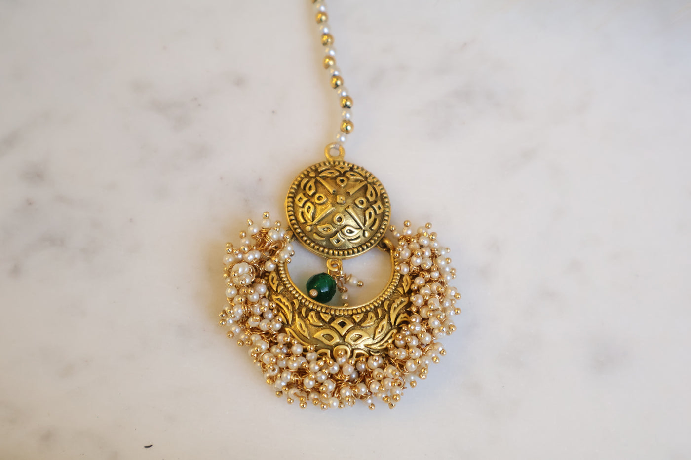 Traditional Gold Plated Jhumki with Tikka - Indian Secrets