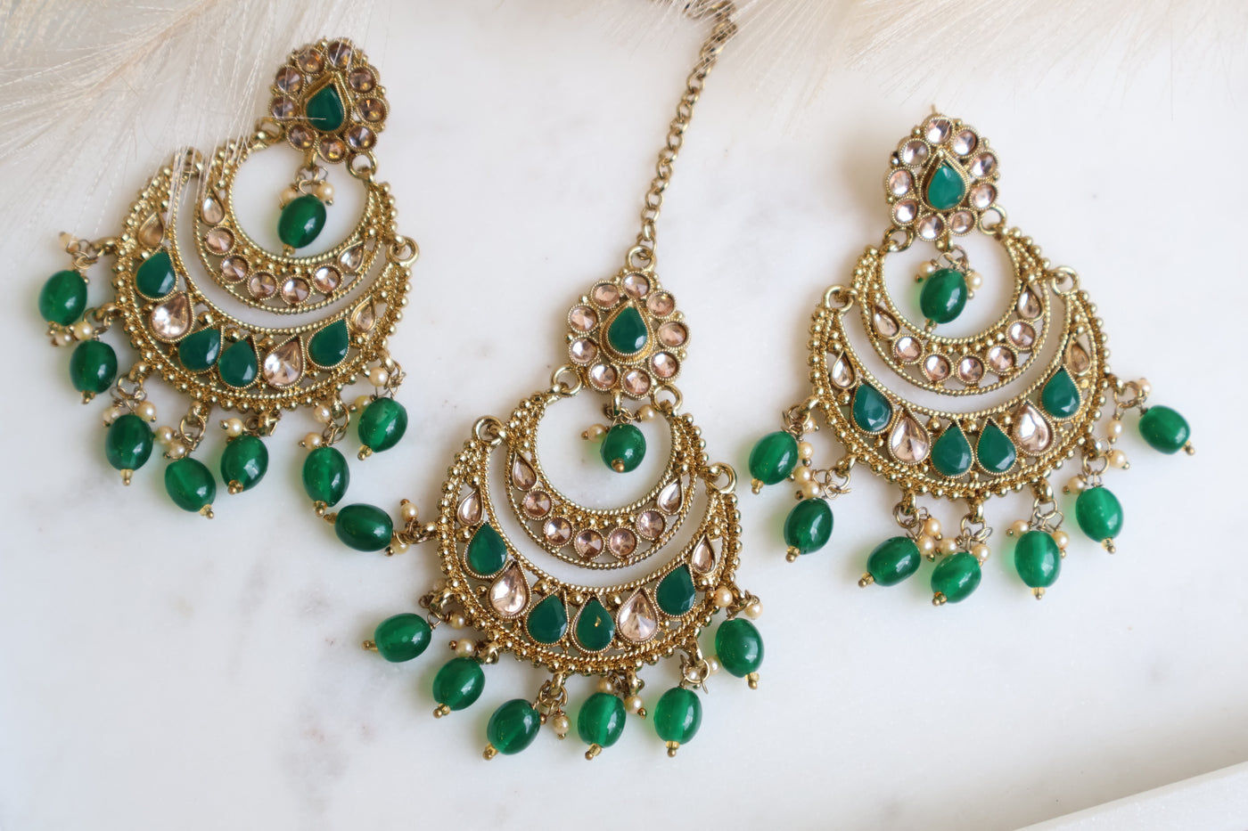 Chandbali Earrings with Tikka - Indian Secrets