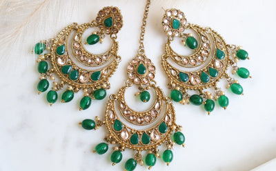 Chandbali Earrings with Tikka - Indian Secrets