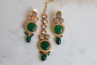 Kempu Green Stone earrings - Indian Secrets