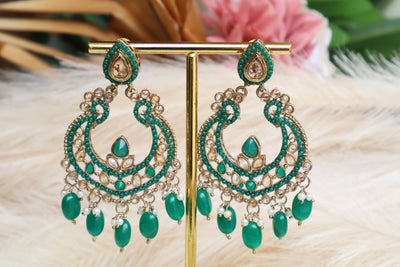 Naaz Partywear Green Earrings - Indian Secrets