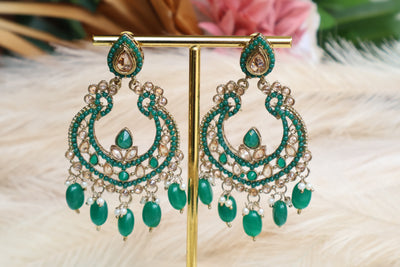 Naaz Partywear Green Earrings - Indian Secrets