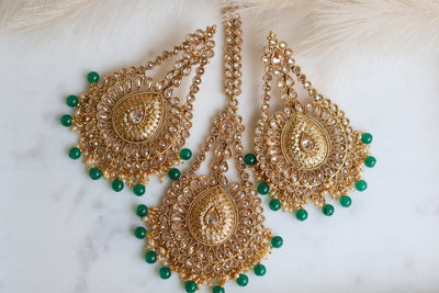 Anaya Gold Plated Green Earrings - Indian Secrets