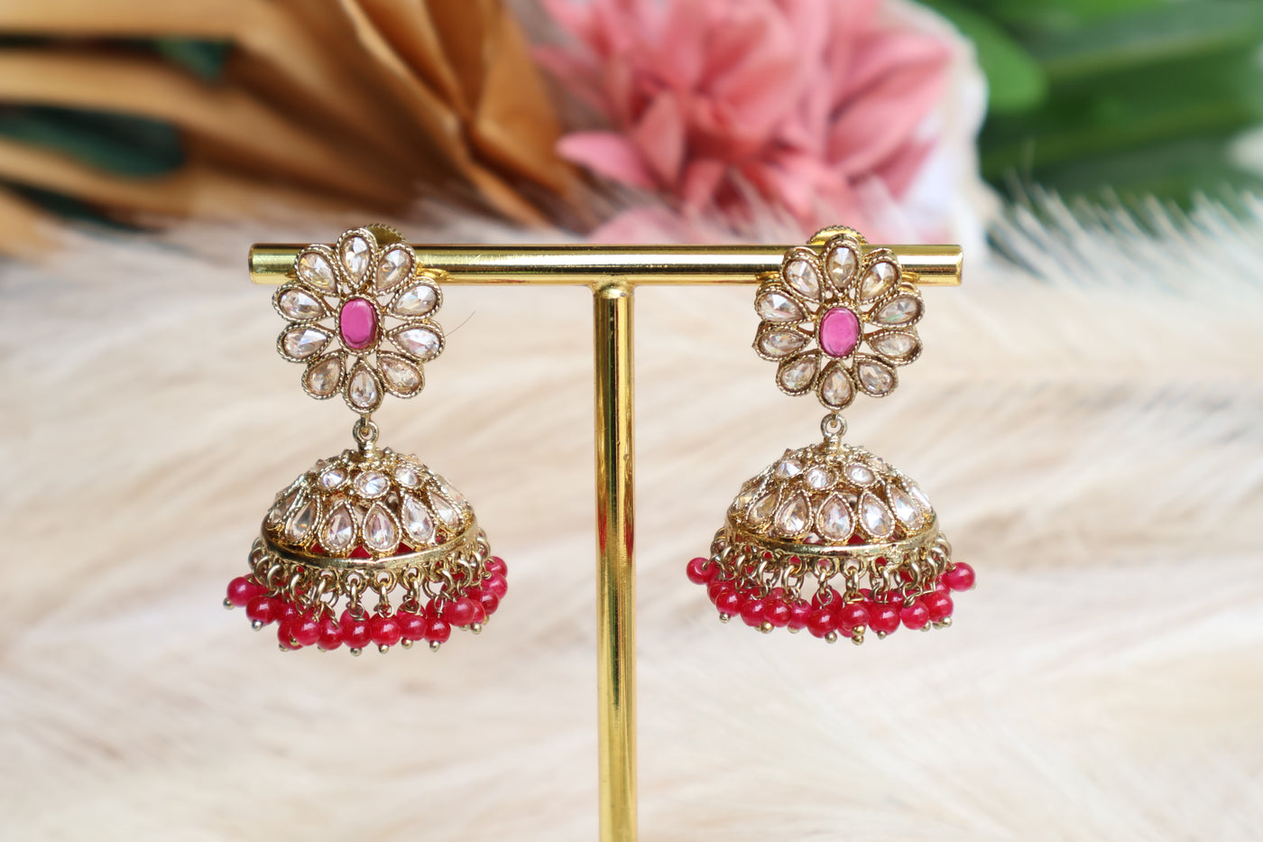 Reverse AD small Pink Jhumki - Indian Secrets