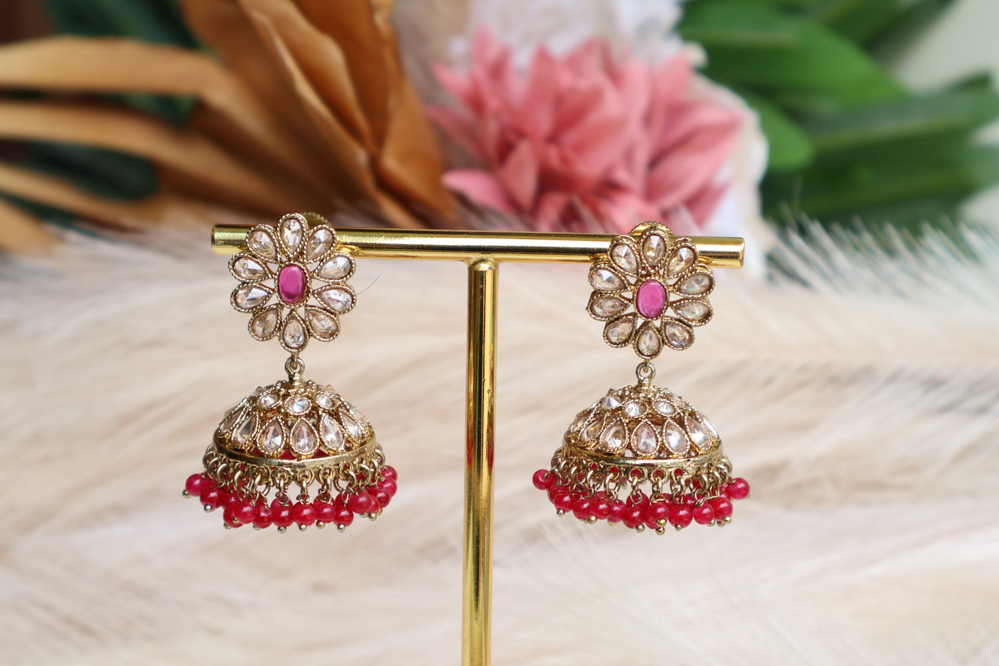 Reverse AD small Pink Jhumki - Indian Secrets