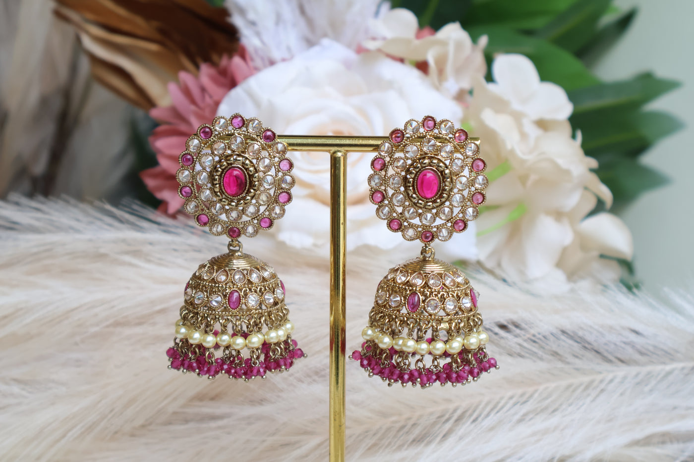 Attractive Punjabi Pink Jhumka - Indian Secrets