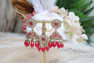 Geet Pink Jhumka With Tikka - Indian Secrets