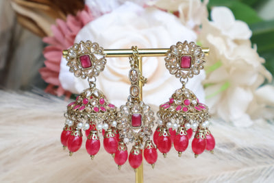 Geet Pink Jhumka With Tikka - Indian Secrets