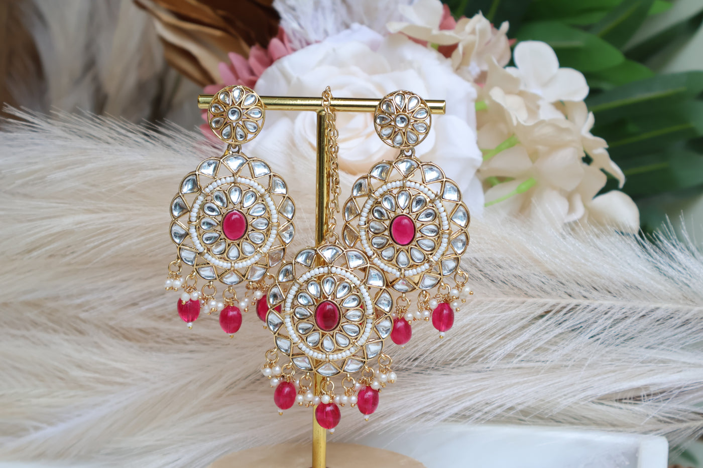 Alisha Kundan Earring with Tikka - Indian Secrets