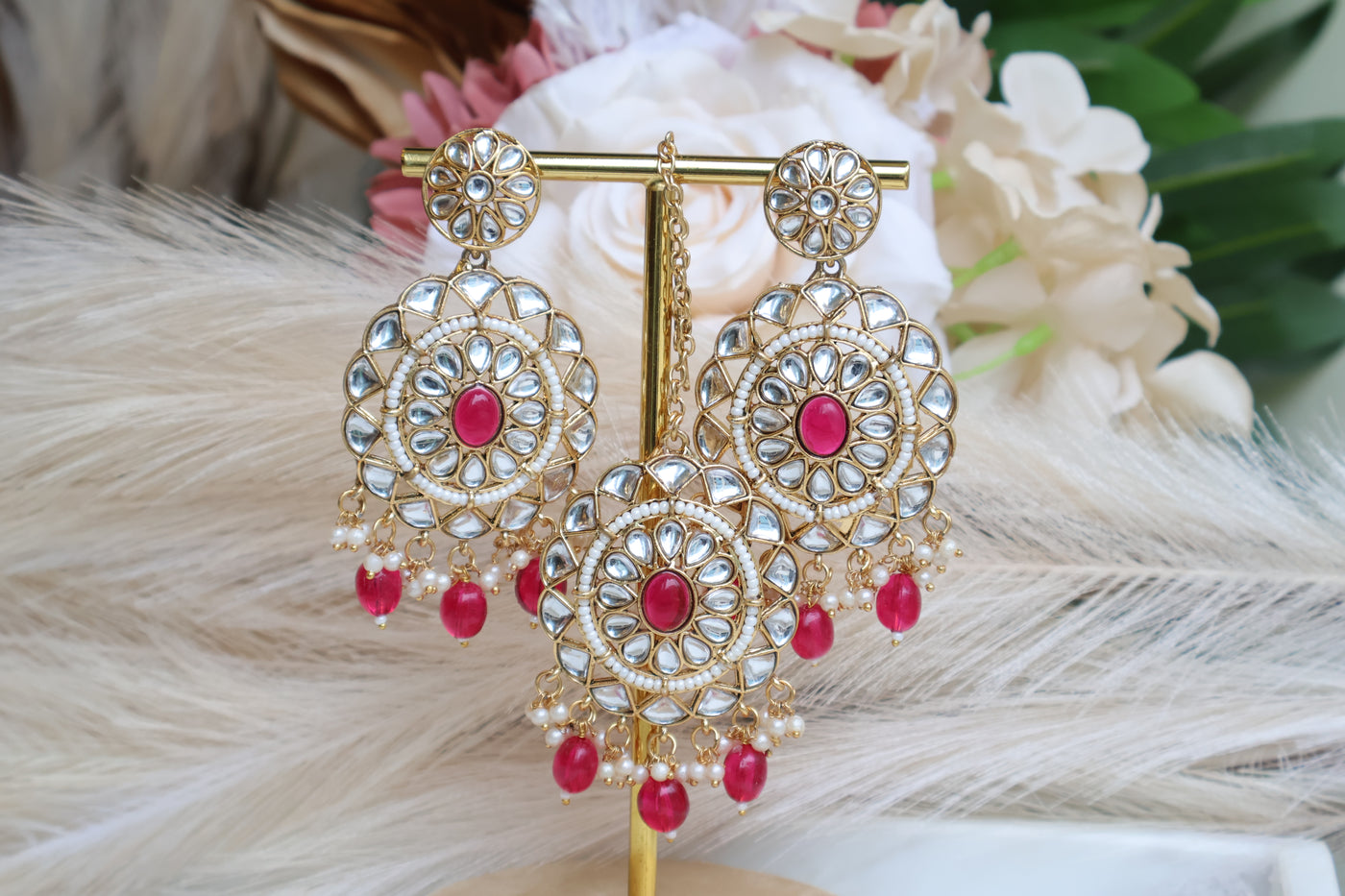 Alisha Kundan Earring with Tikka - Indian Secrets