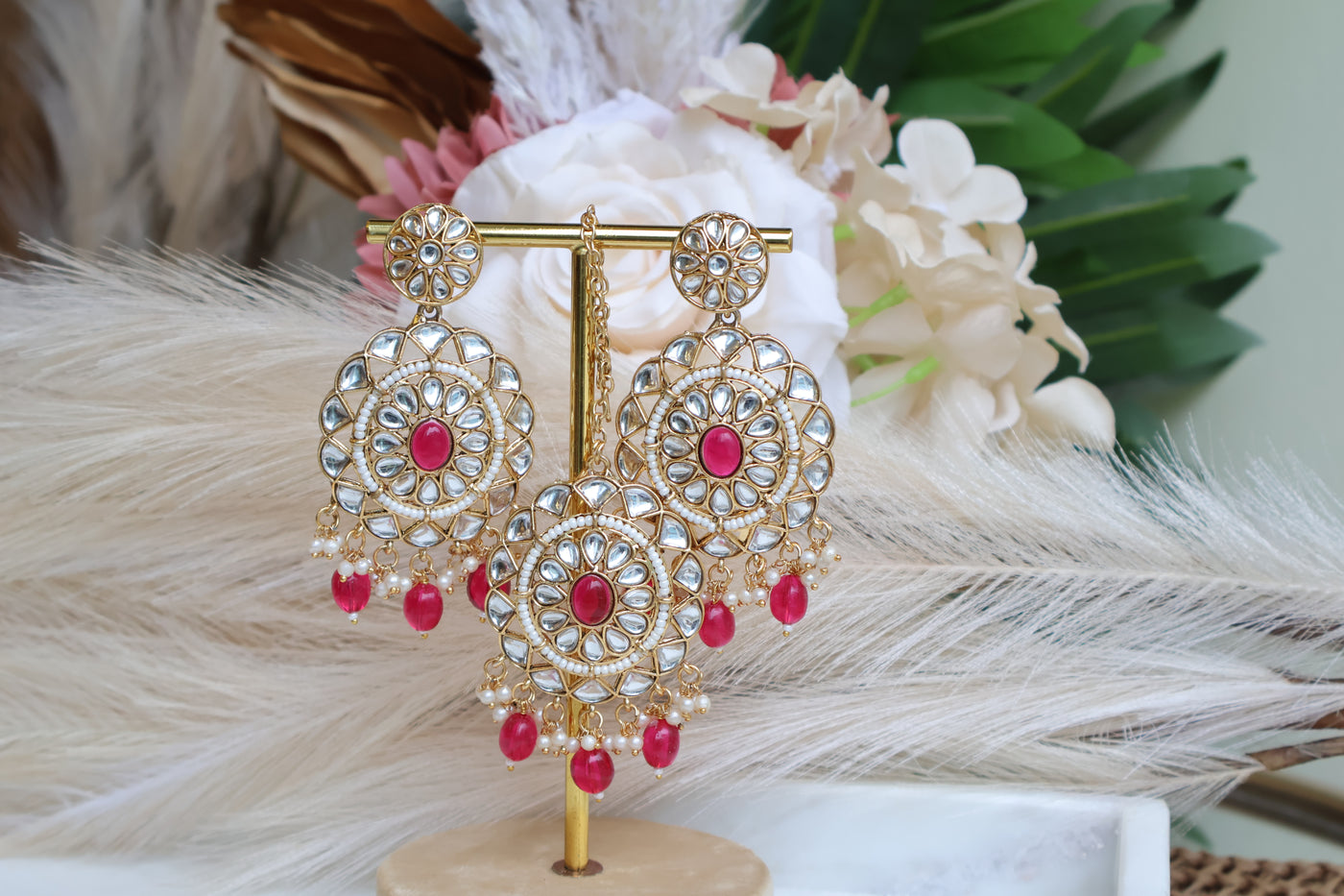 Alisha Kundan Earring with Tikka - Indian Secrets