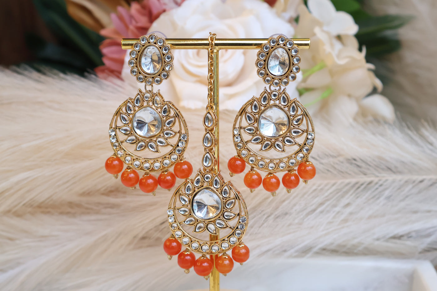 Kundan Chandbali Earring with Tikka - Indian Secrets