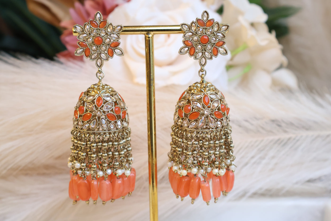 Geet Orange Long Jhumki - Indian Secrets