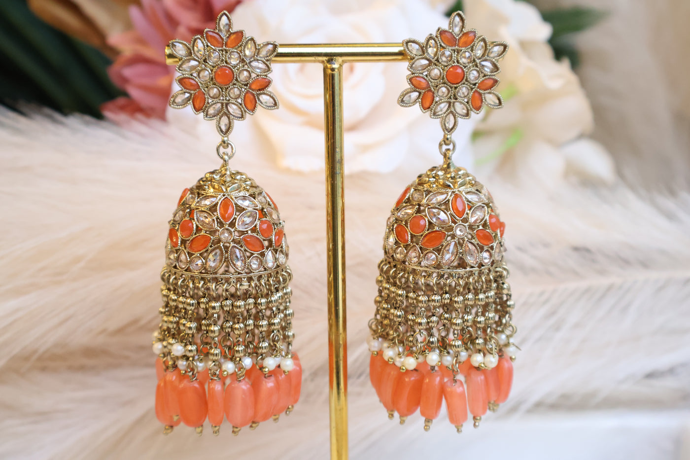 Geet Orange Long Jhumki - Indian Secrets