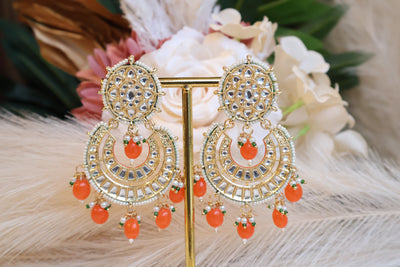 Orange Earring in Kundan - Indian Secrets