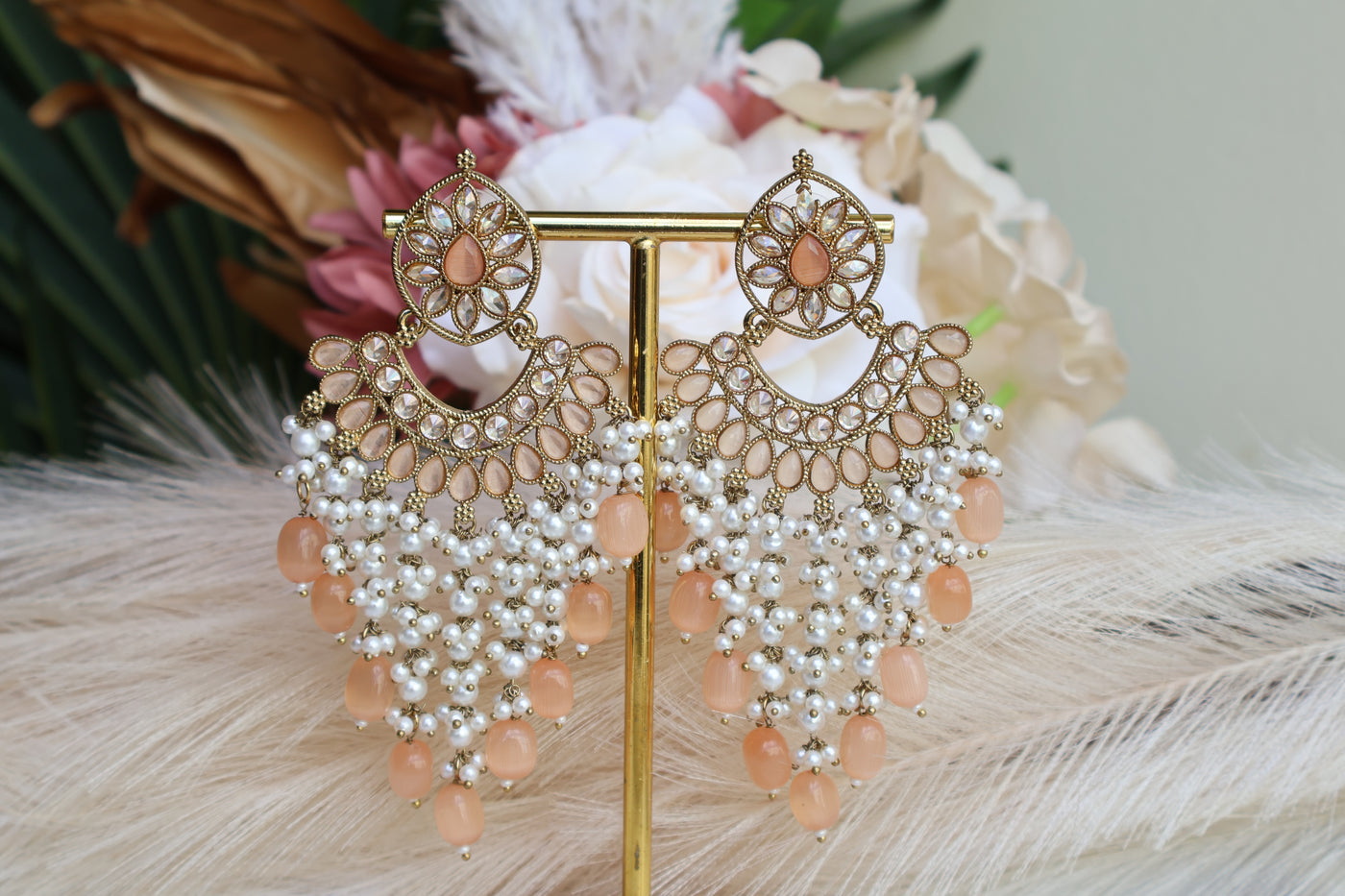 Indian wedding Peach Earring - Indian Secrets