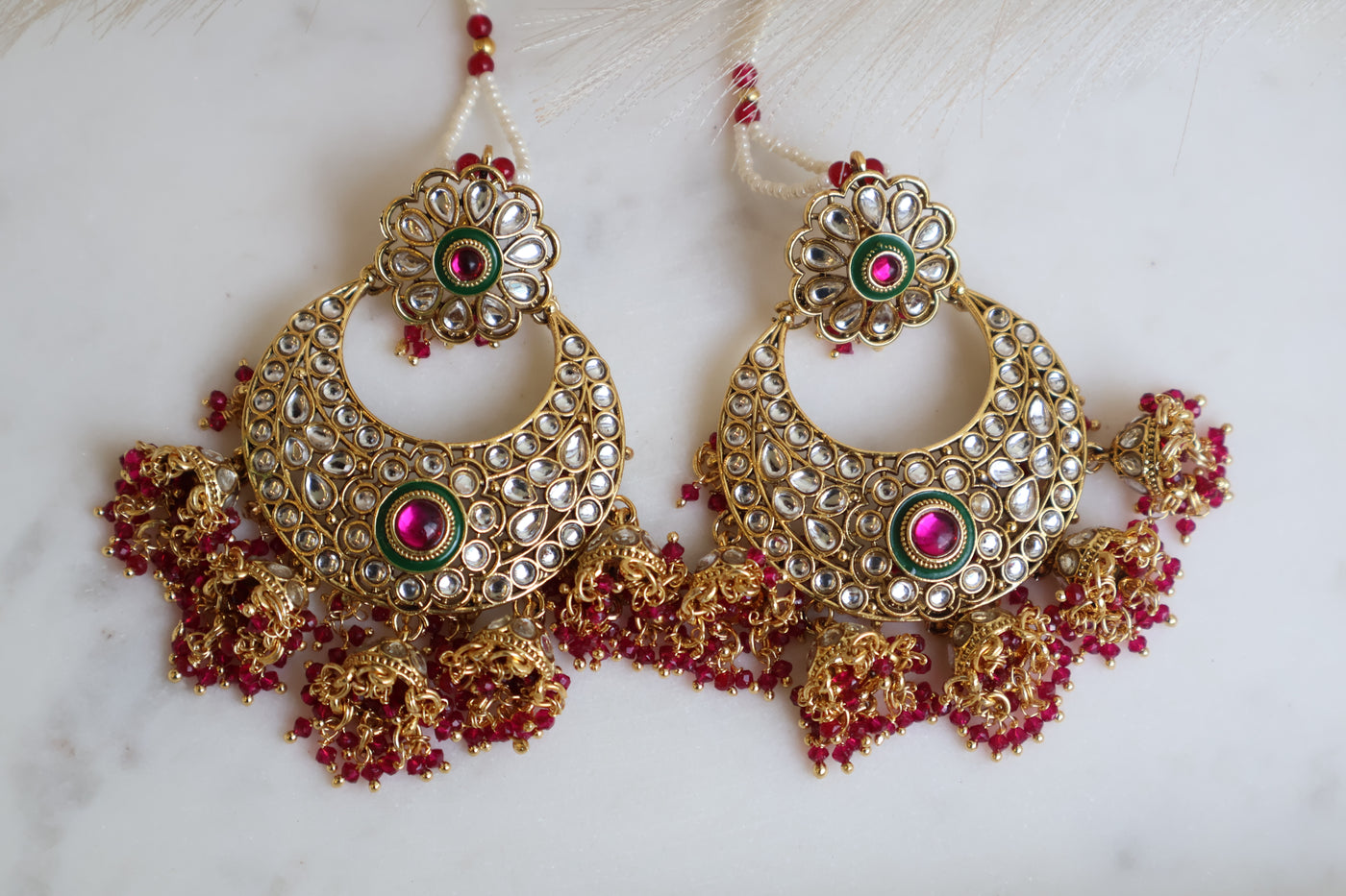 Rehmaan Chandbali Kundan Earring with tikka - Indian Secrets