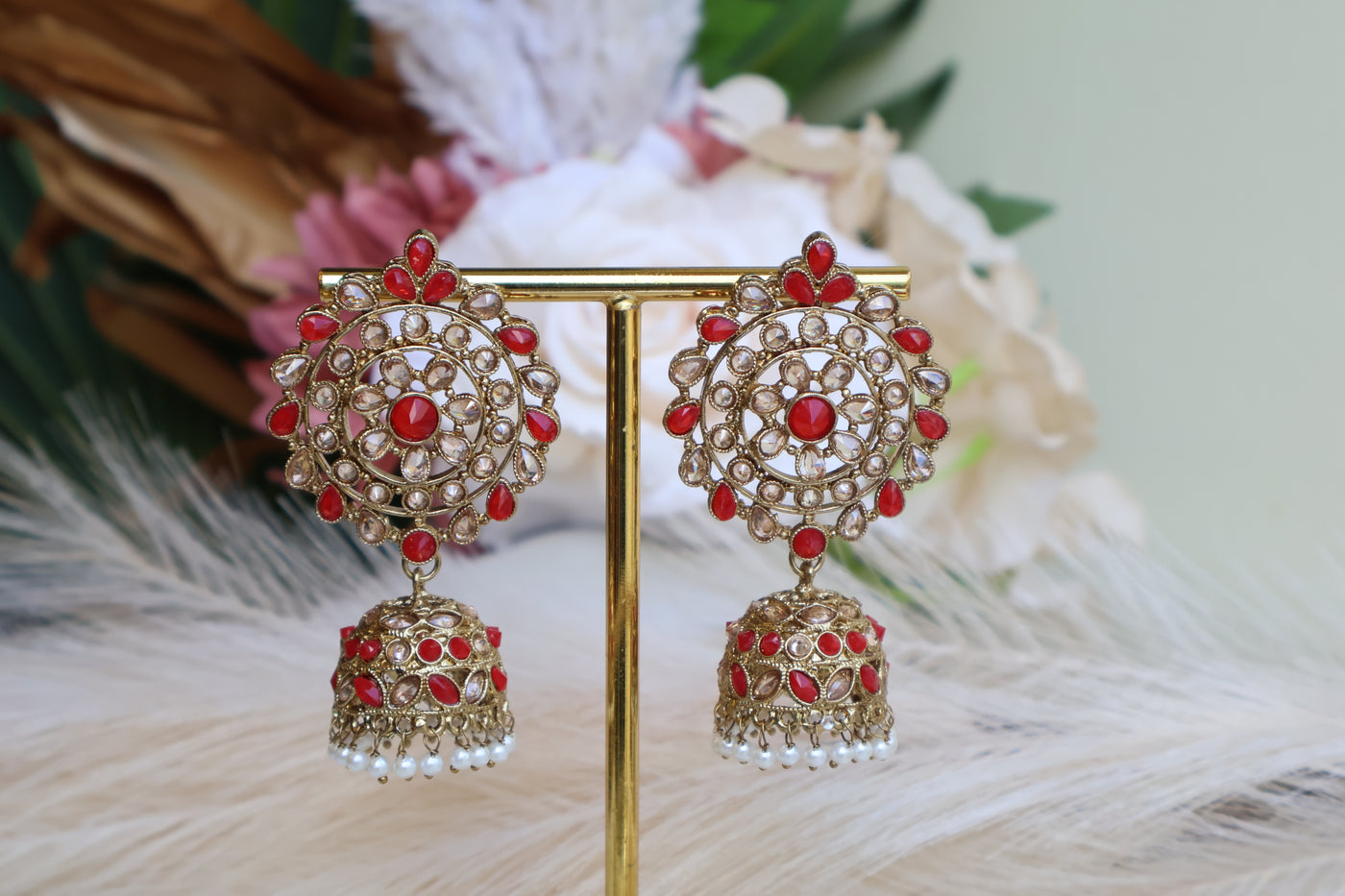 Palak Red Jhumkas - Indian Secrets