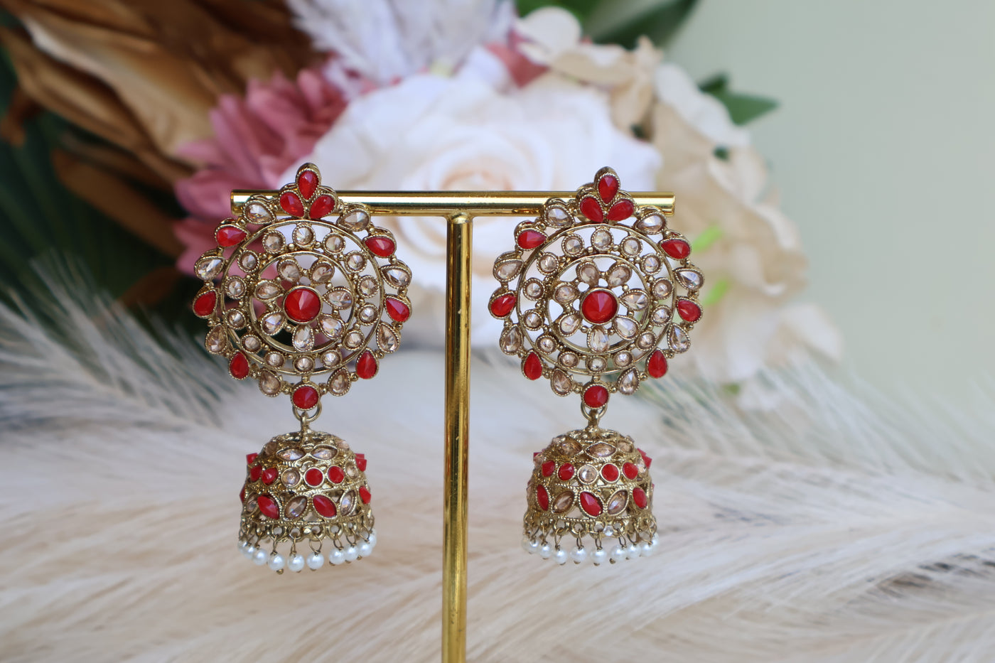 Palak Red Jhumkas - Indian Secrets