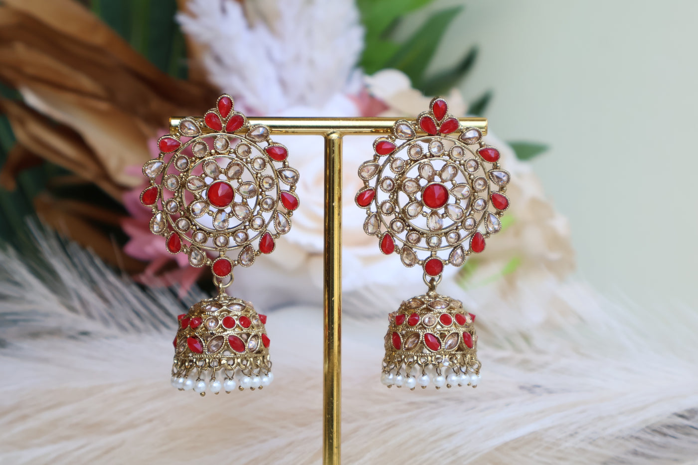 Palak Red Jhumkas - Indian Secrets