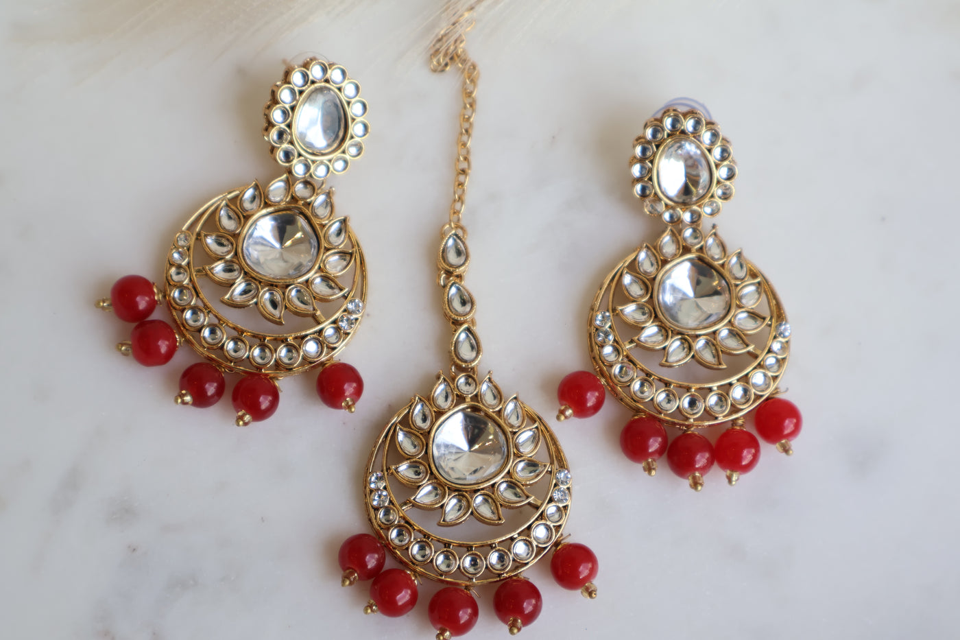 Kundan Chandbali Earring with Tikka - Indian Secrets