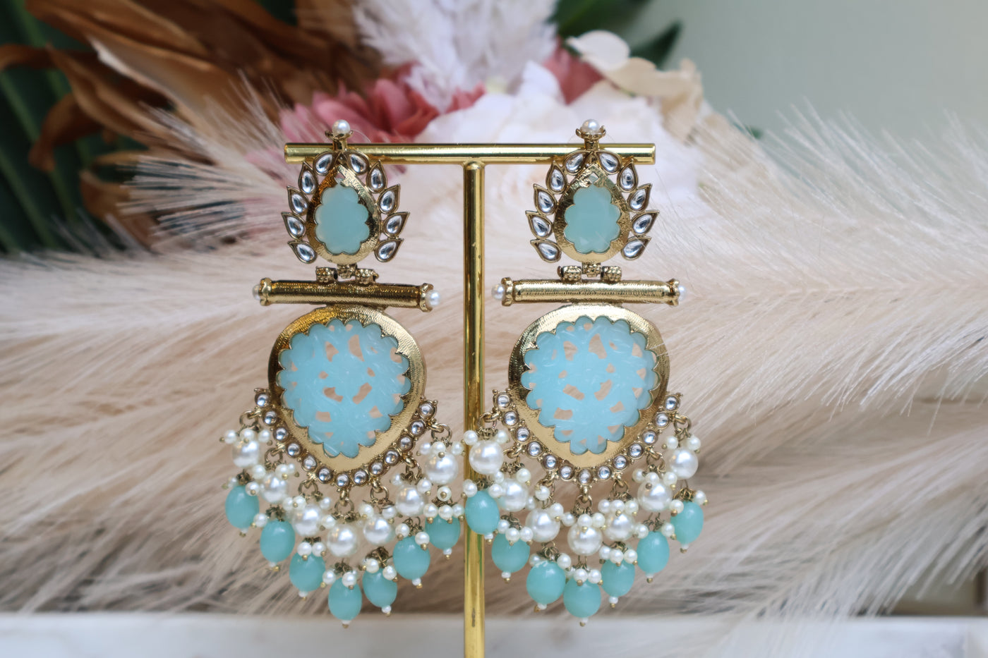 Aqua Gold-plated Trendy Earring - Indian Secrets