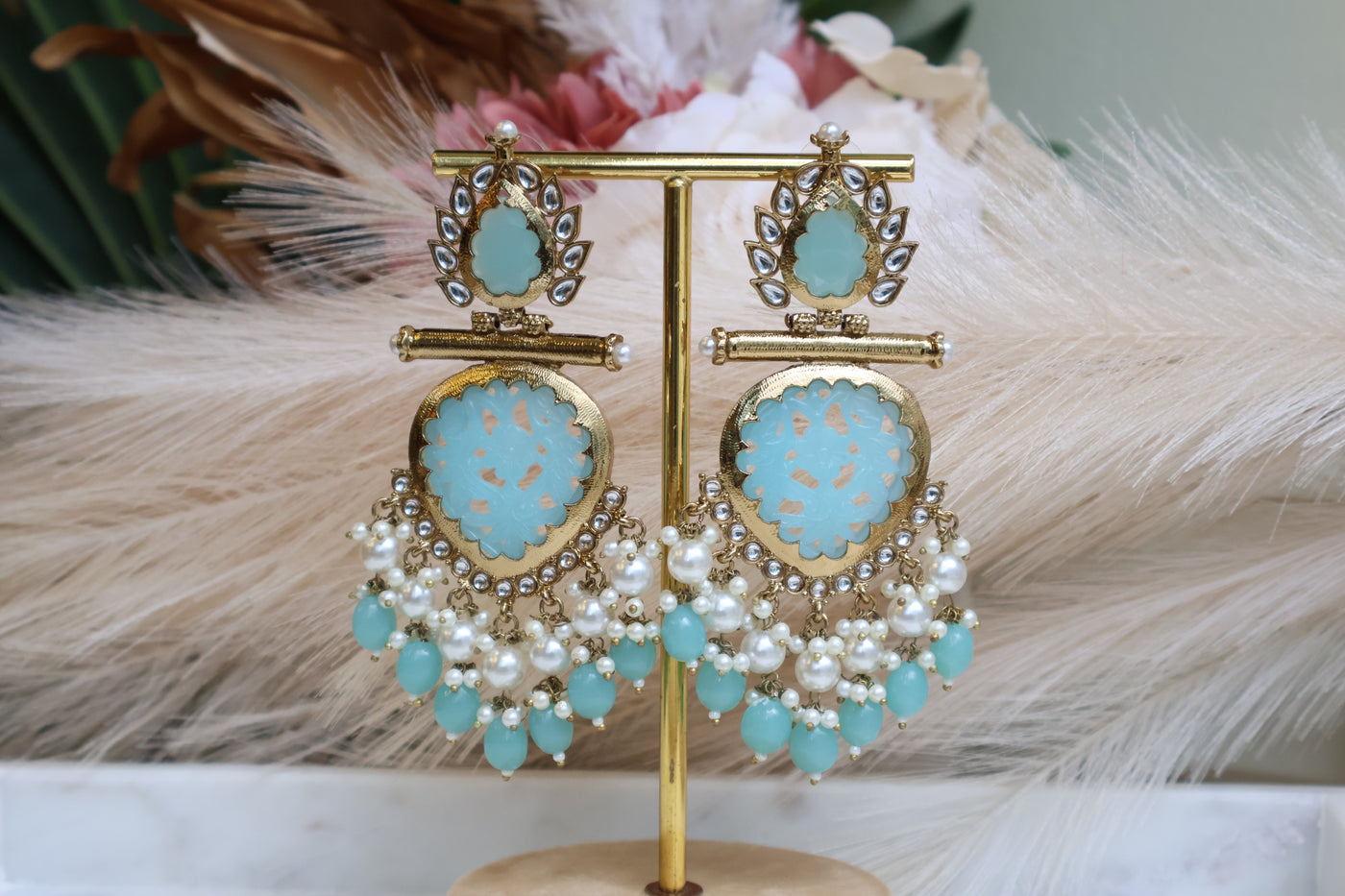 Aqua Gold-plated Trendy Earring - Indian Secrets