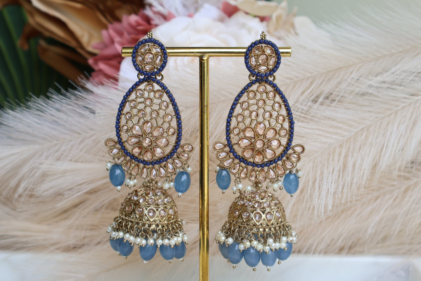 Shivi Long Blue Jhumki - Indian Secrets