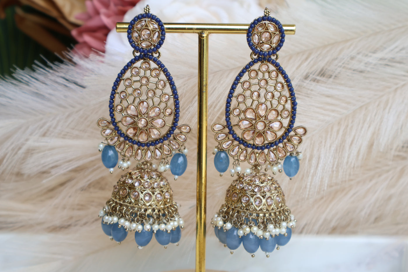 Shivi Long Blue Jhumki - Indian Secrets