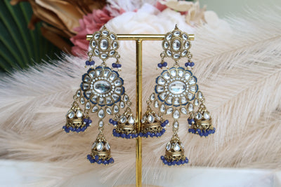 Light-weight Kundan Jhumka with Kundan Stones - Indian Secrets