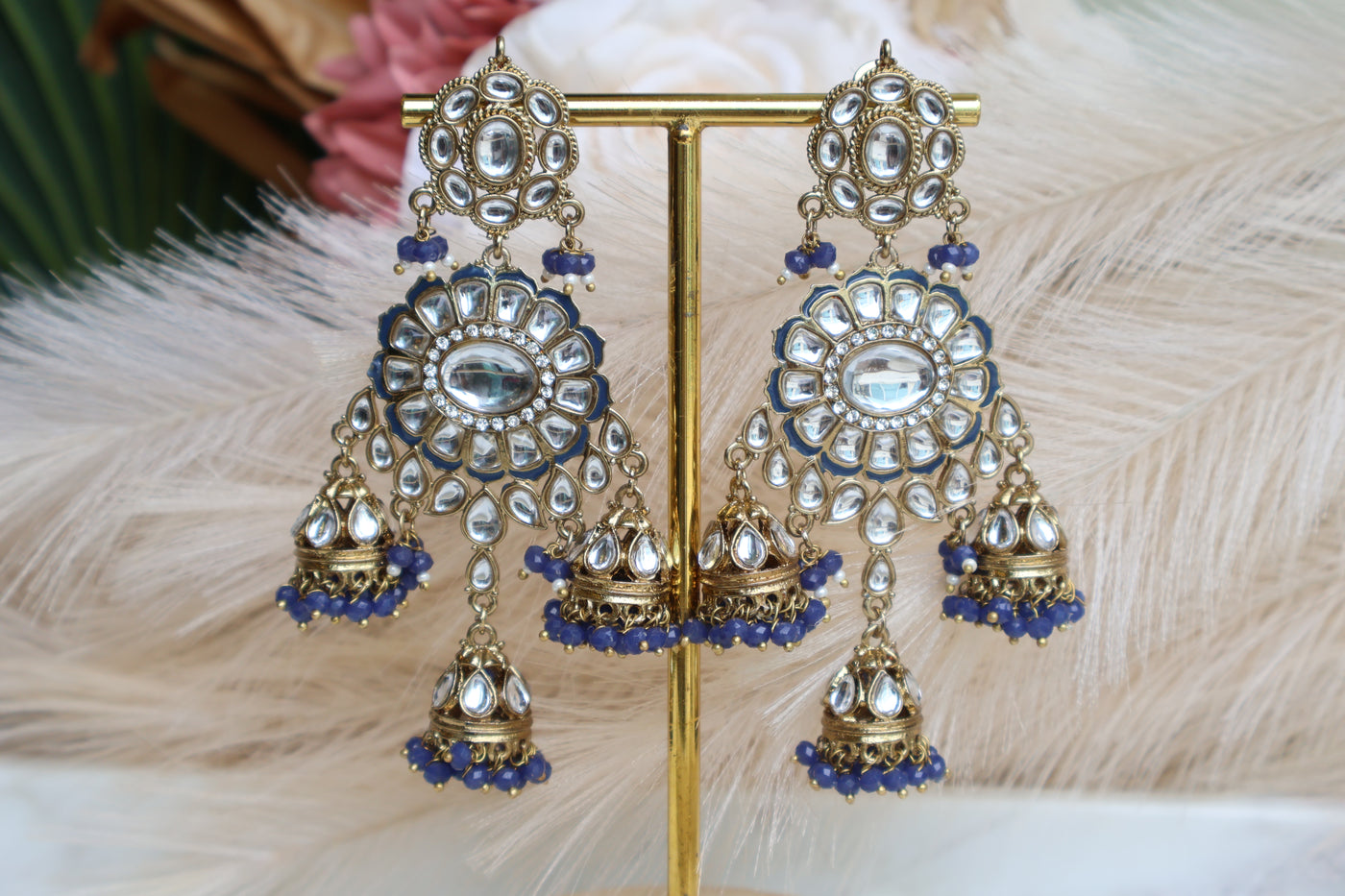 Light-weight Kundan Jhumka with Kundan Stones - Indian Secrets