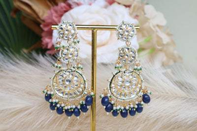 Kundan 3 Layered long partywear Earring - Indian Secrets